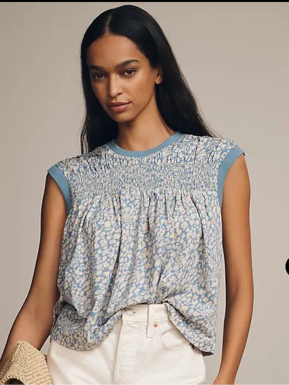 By Anthropologie Smocked Yoke Top Size Medium